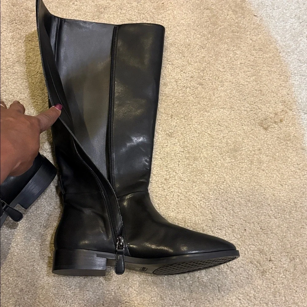 AEROSOLES Black Faux Leather Tall Boots-Size 8